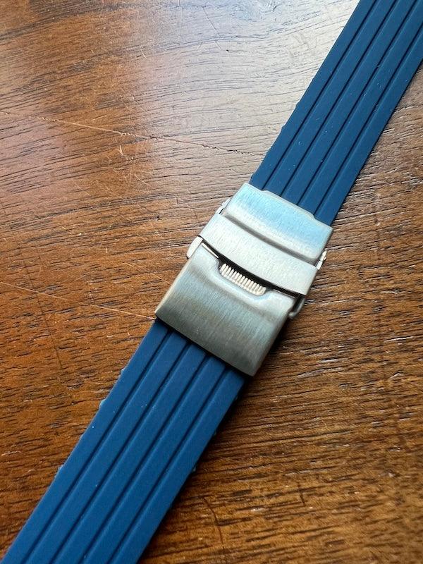 Bracelet silicone bleu avec boucle déployante