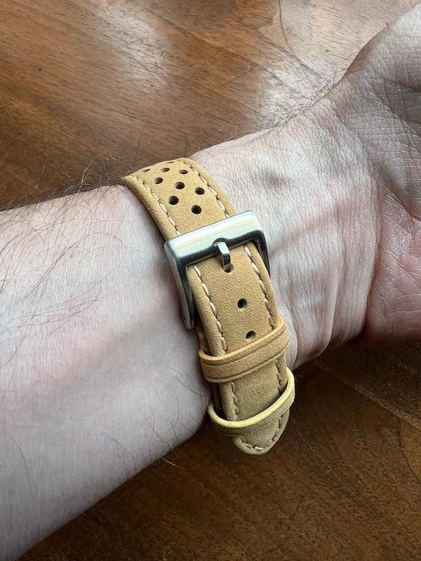 Bracelet Rallye en cuir beige mat - Vinty Watches