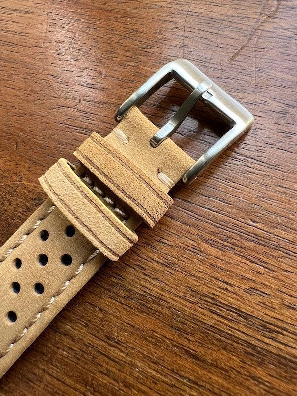 Bracelet Rallye en cuir beige mat - Vinty Watches