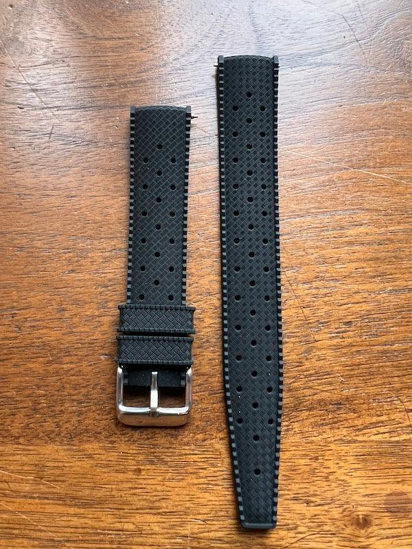 Bracelet tropical silicone noir profond - Vinty Watches