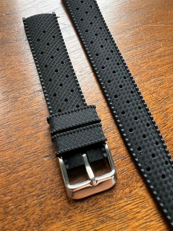 Bracelet tropical silicone noir profond - Vinty Watches