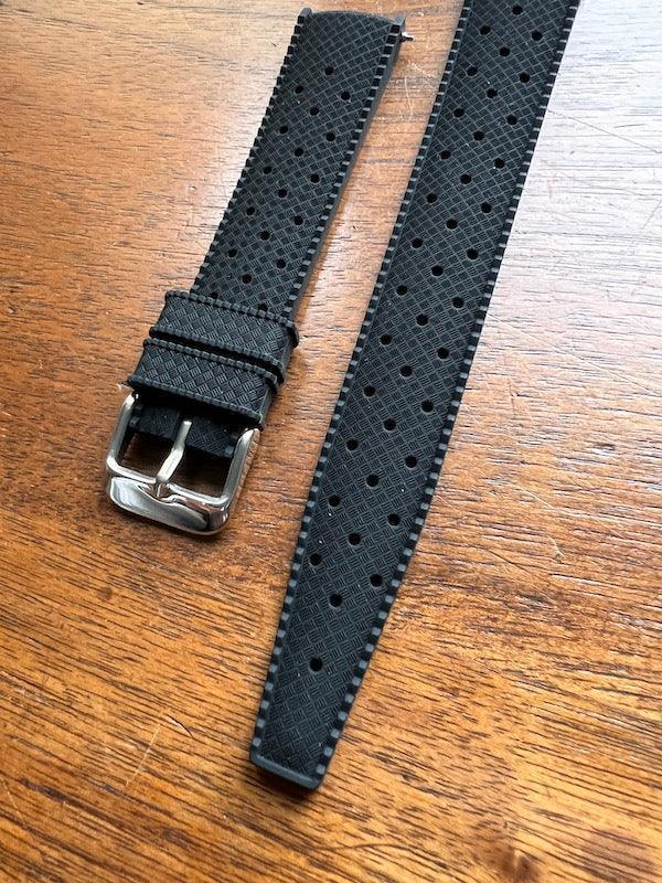 Bracelet tropical silicone noir profond - Vinty Watches