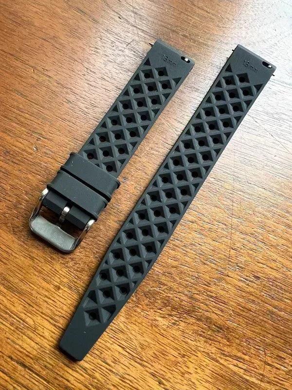 Bracelet tropical silicone noir profond - Vinty Watches