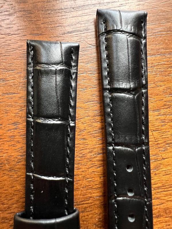 Bracelet Timeless en simili-cuir façon croco noir - Vinty Watches