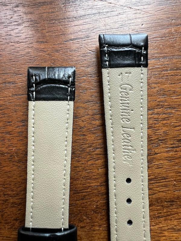 Bracelet Timeless en simili-cuir façon croco noir - Vinty Watches