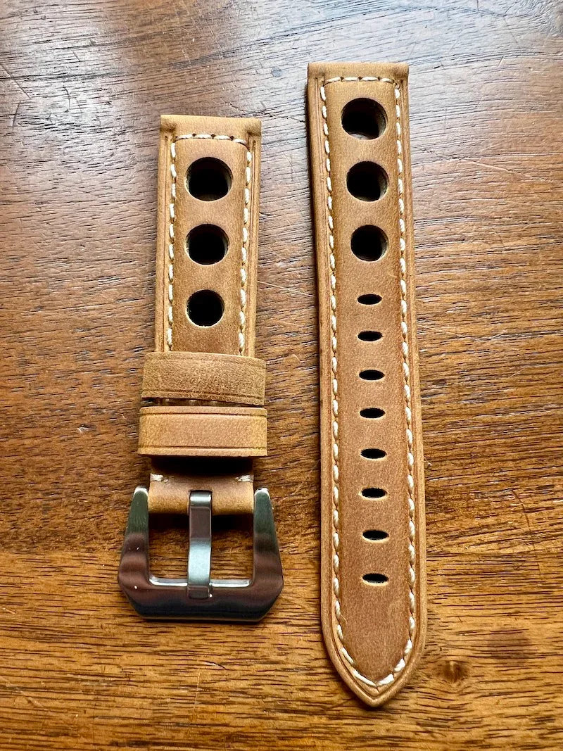 Bracelet Pilote en cuir beige tan - Vinty Watches