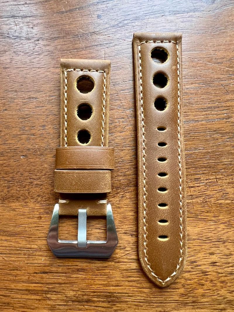 Bracelet Pilote en cuir beige tan - Vinty Watches