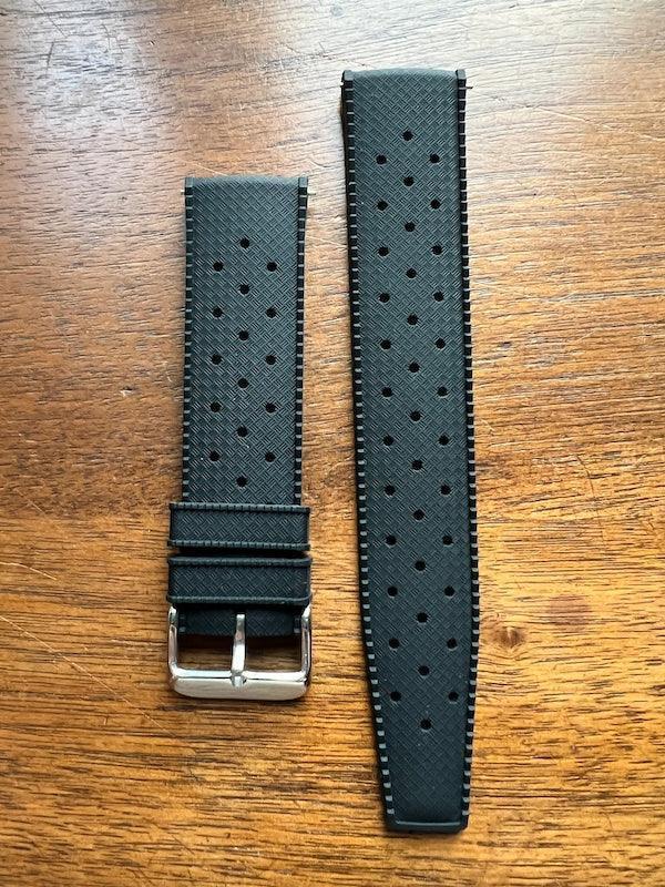 Bracelet tropical silicone noir profond - Vinty Watches