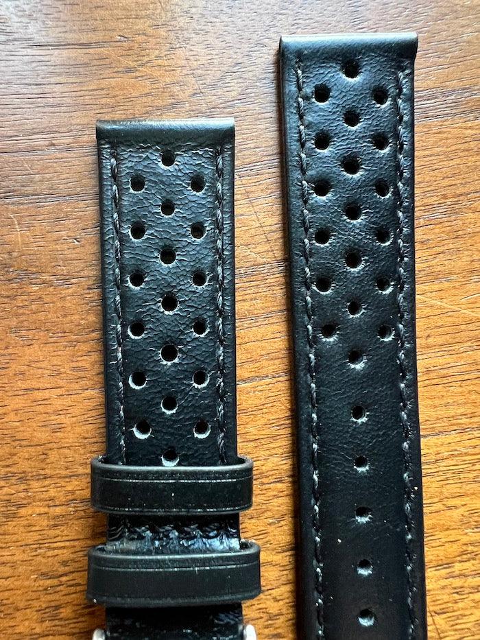 Bracelet Rallye en cuir noir profond - Vinty Watches