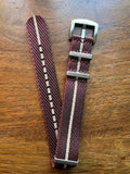 Bracelet NATO premium en nylon sergé rouge, noir avec liseré beige - Vinty Watches