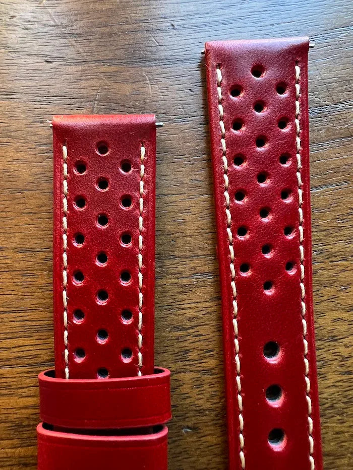 Bracelet Rallye en cuir rouge ardent - Vinty Watches