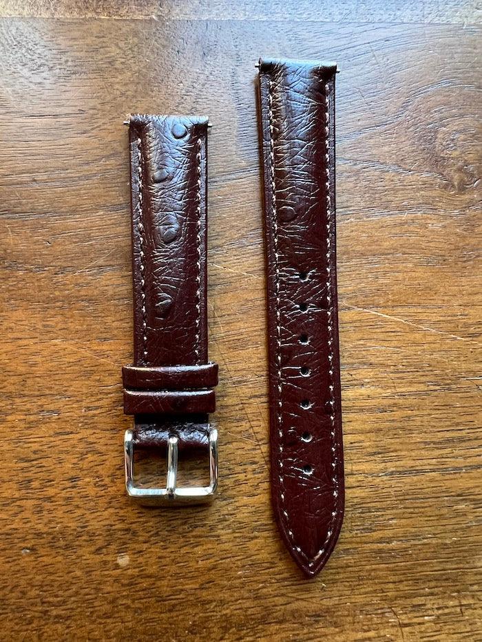 Bracelet simili-cuir façon Croco marron foncé - Vinty Watches