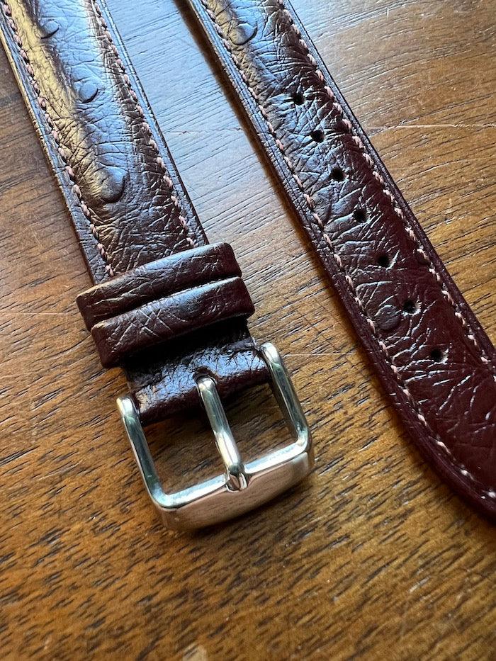 Bracelet simili-cuir façon Croco marron foncé - Vinty Watches