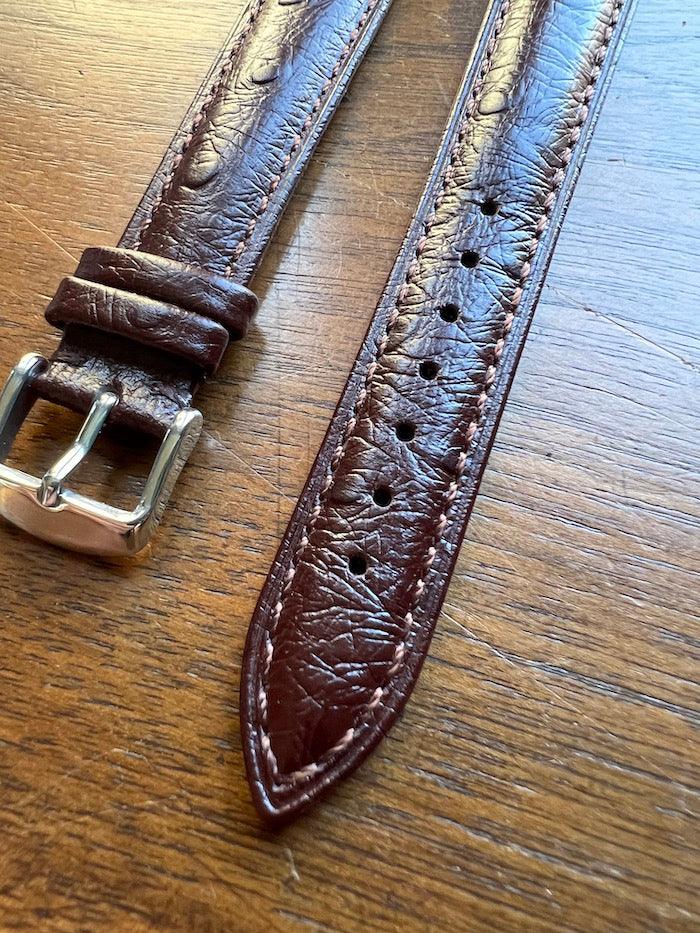 Bracelet simili-cuir façon Croco marron foncé - Vinty Watches