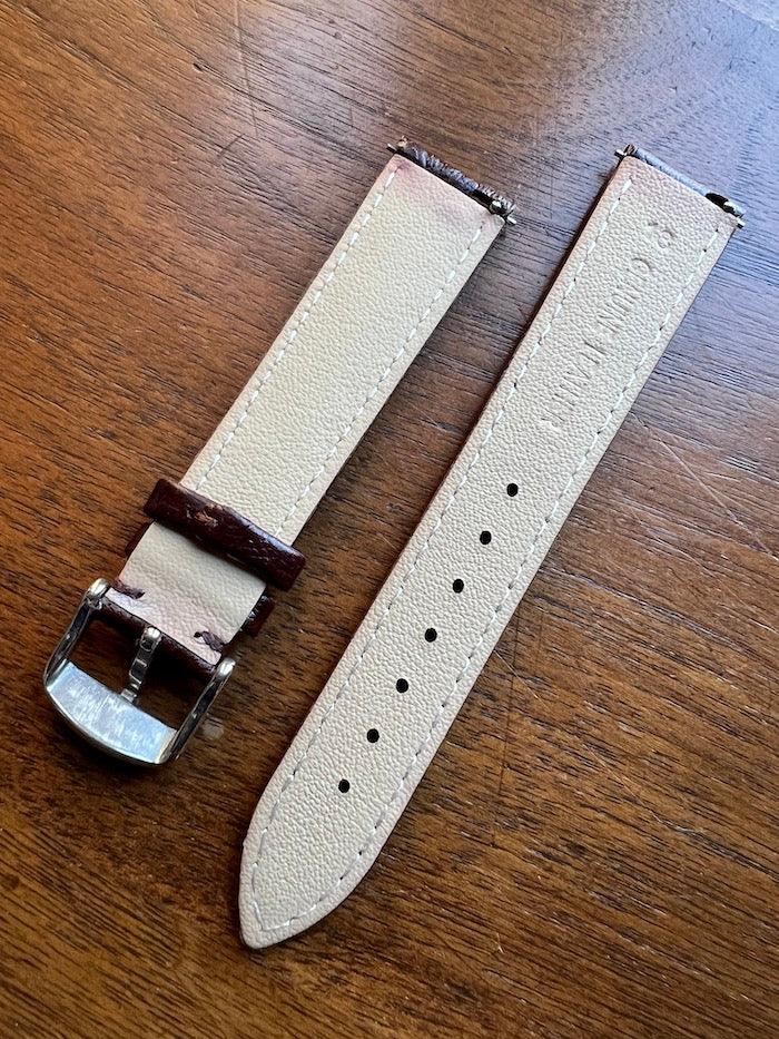 Bracelet simili-cuir façon Croco marron foncé - Vinty Watches