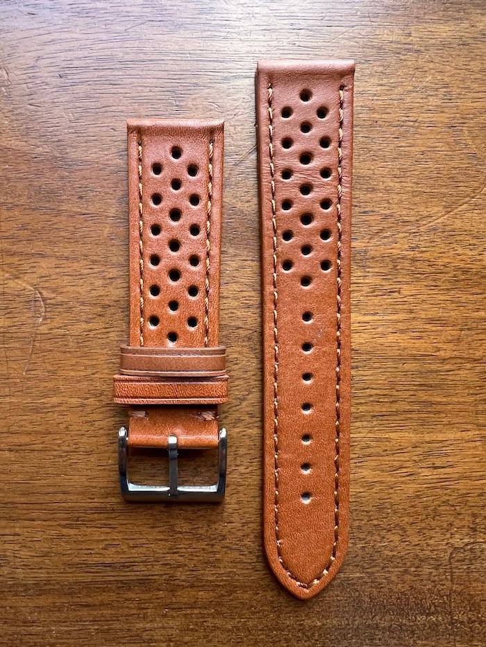 Bracelet Rallye en cuir marron caramel - Vinty Watches
