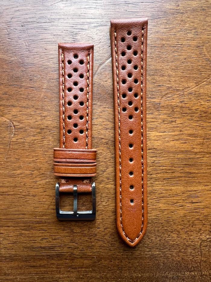 Bracelet Rallye en cuir marron caramel - Vinty Watches