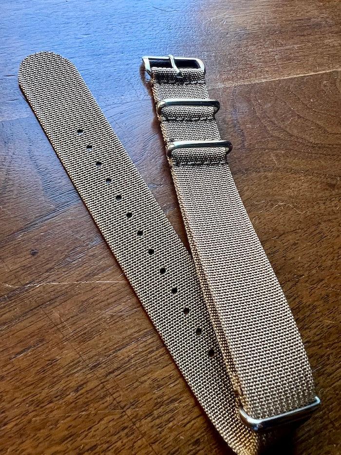 Bracelet NATO en nylon beige kaki - Vinty Watches