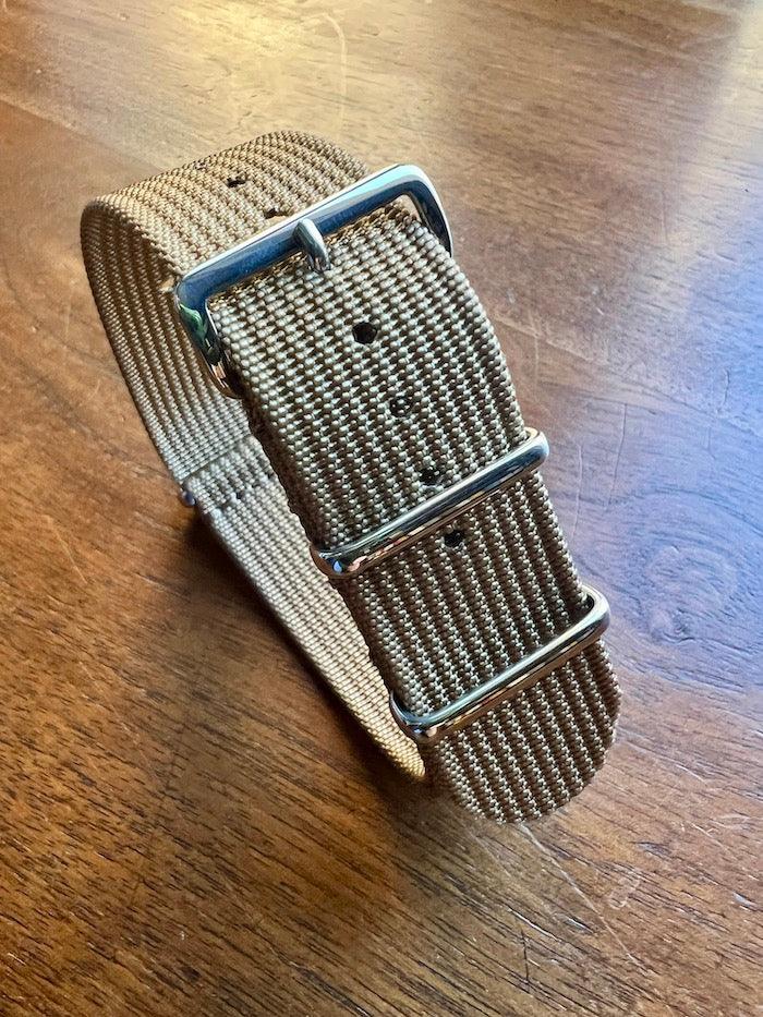 Bracelet NATO en nylon beige kaki - Vinty Watches