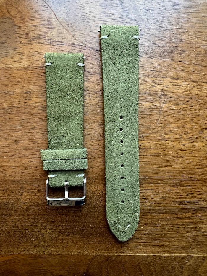 Bracelet Vintage Suédé vert olive - Vinty Watches