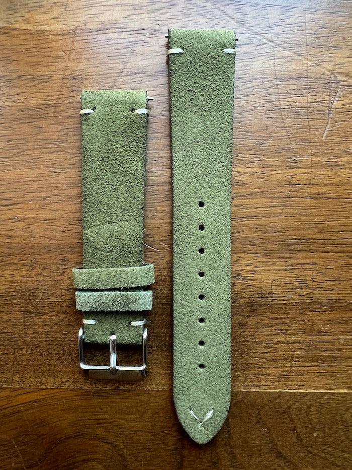 Bracelet Vintage Suédé vert olive - Vinty Watches