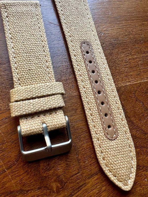 Bracelet Sahara tissu natté beige sable - Vinty Watches