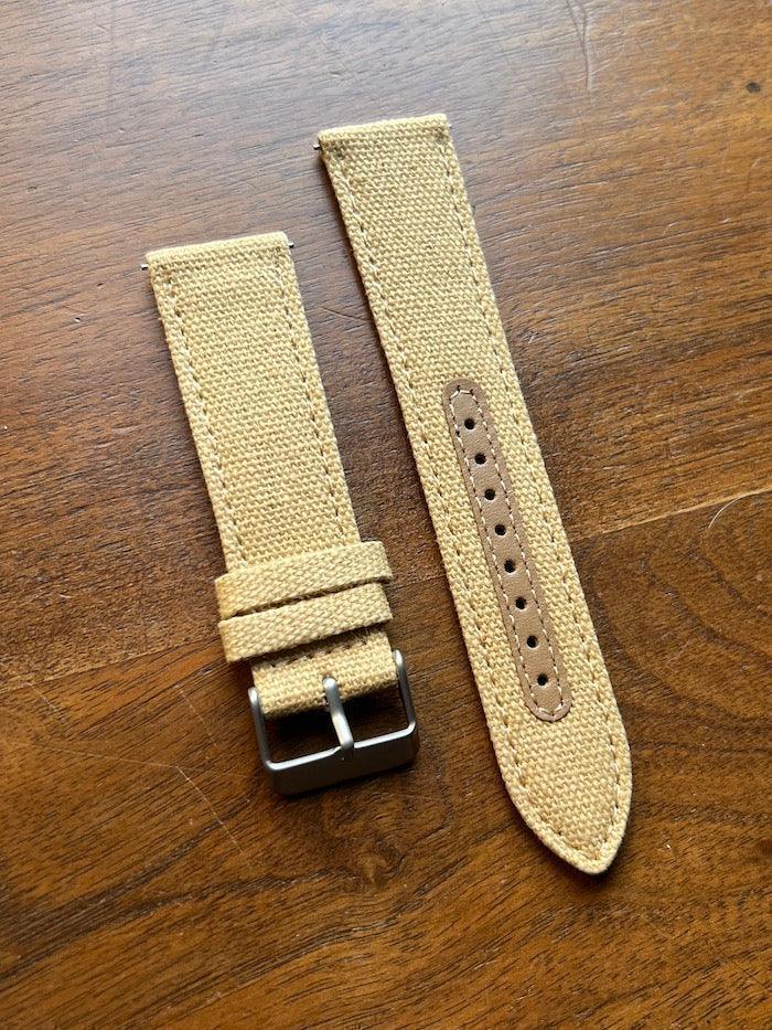 Bracelet Sahara tissu natté beige sable - Vinty Watches