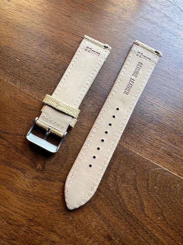 Bracelet Sahara tissu natté beige sable - Vinty Watches