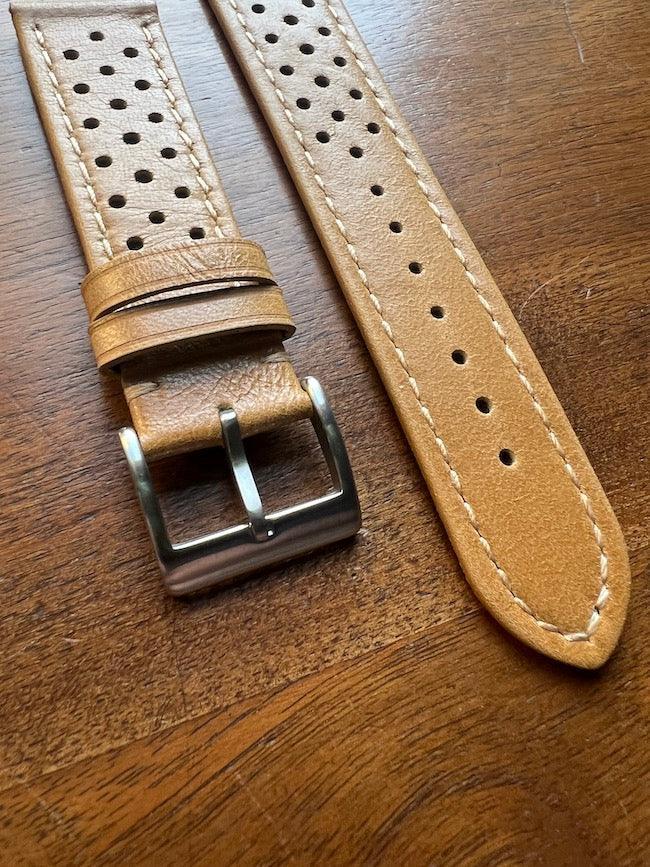 Bracelet Rallye en cuir beige - Vinty Watches