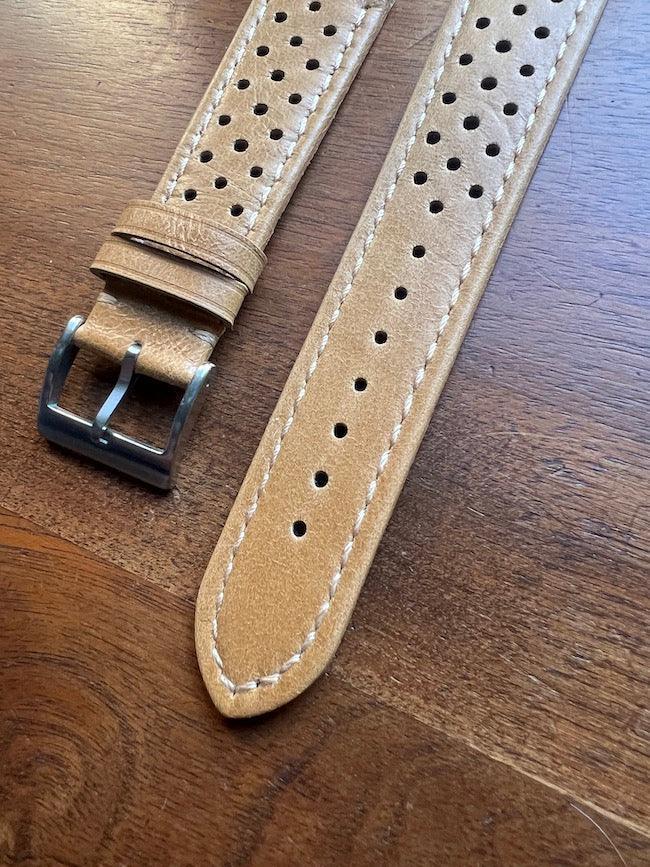 Bracelet Rallye en cuir beige - Vinty Watches