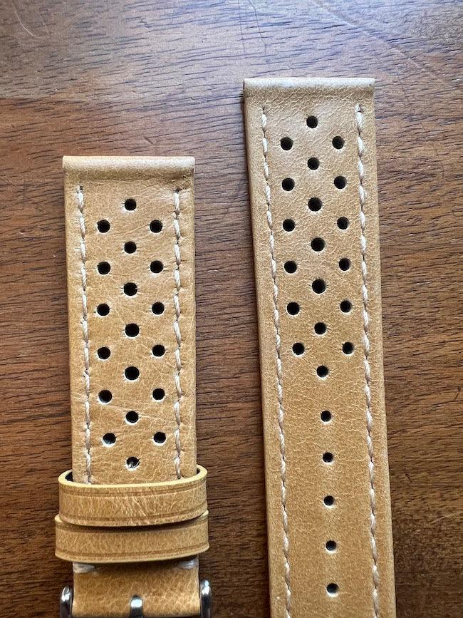 Bracelet Rallye en cuir beige - Vinty Watches