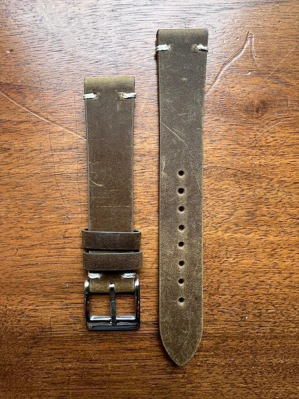 Bracelet Rustic Trek en cuir façon vieilli marron foncé - Vinty Watches