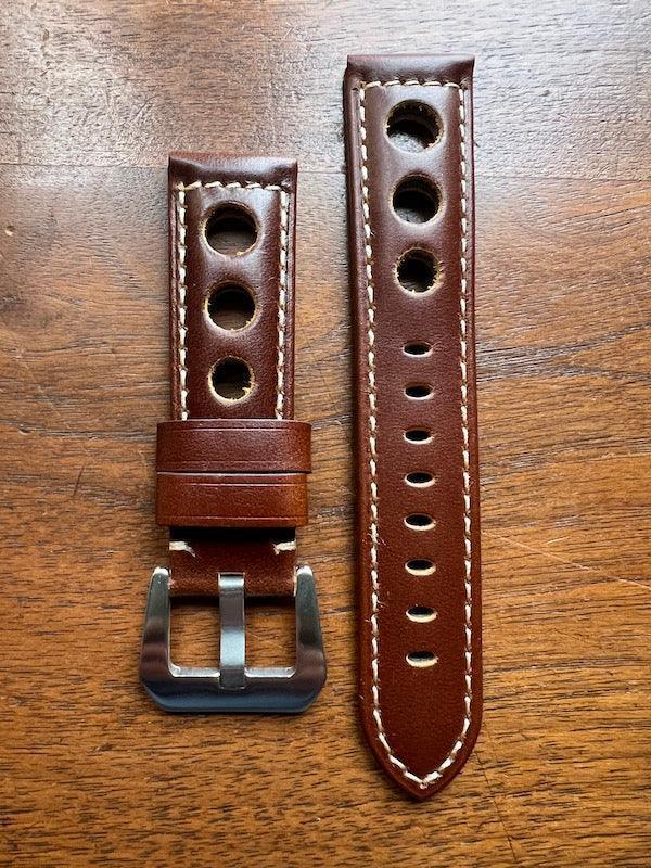 Bracelet Pilote en cuir marron châtaigne - Vinty Watches