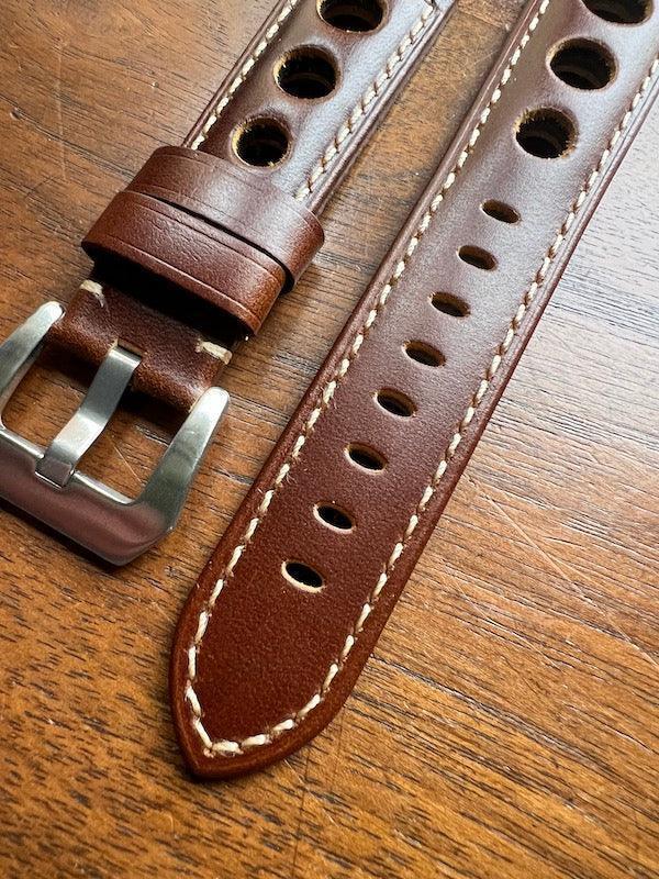 Bracelet Pilote en cuir marron châtaigne - Vinty Watches