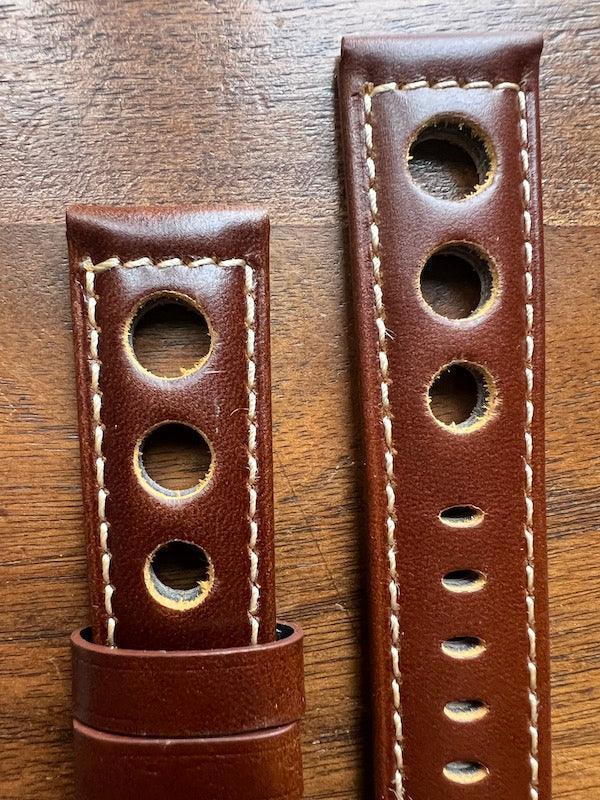 Bracelet Pilote en cuir marron châtaigne - Vinty Watches