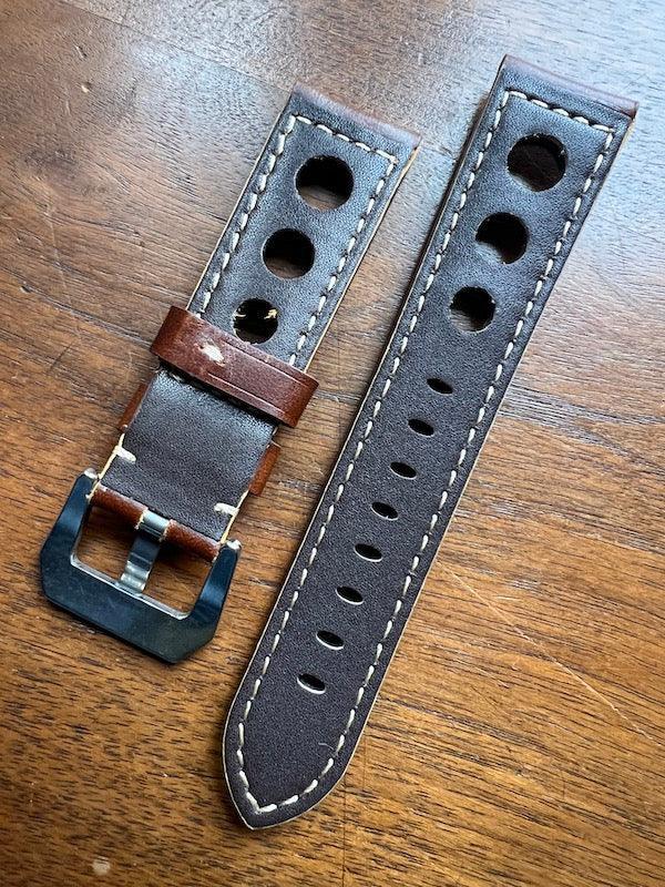 Bracelet Pilote en cuir marron châtaigne - Vinty Watches