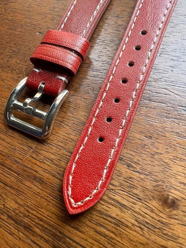 Bracelet Silhouette en simili-cuir façon vachette rouge - Vinty Watches