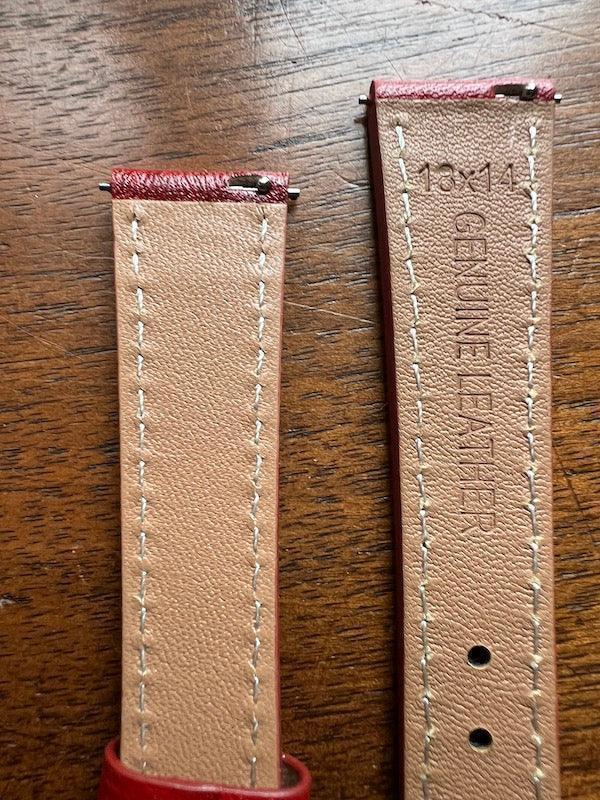 Bracelet Silhouette en simili-cuir façon vachette rouge - Vinty Watches