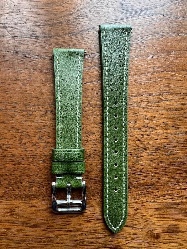 Bracelet Silhouette en simili-cuir façon vachette vert - Vinty Watches