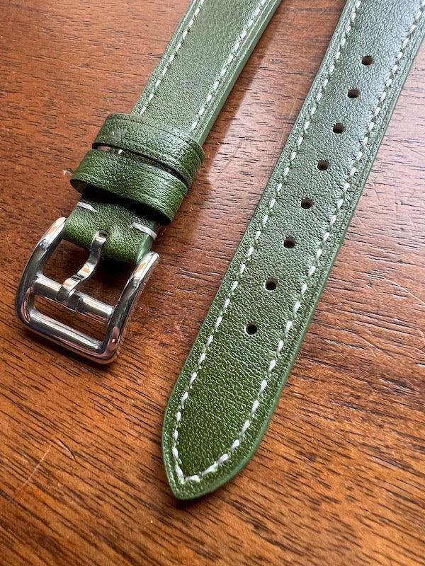 Bracelet Silhouette en simili-cuir façon vachette vert - Vinty Watches