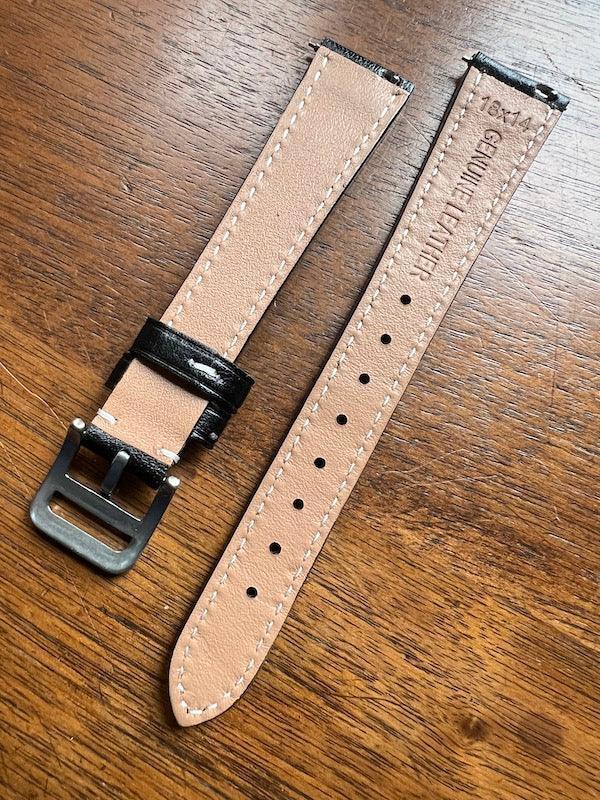 Bracelet Silhouette en simili-cuir façon vachette noir - Vinty Watches