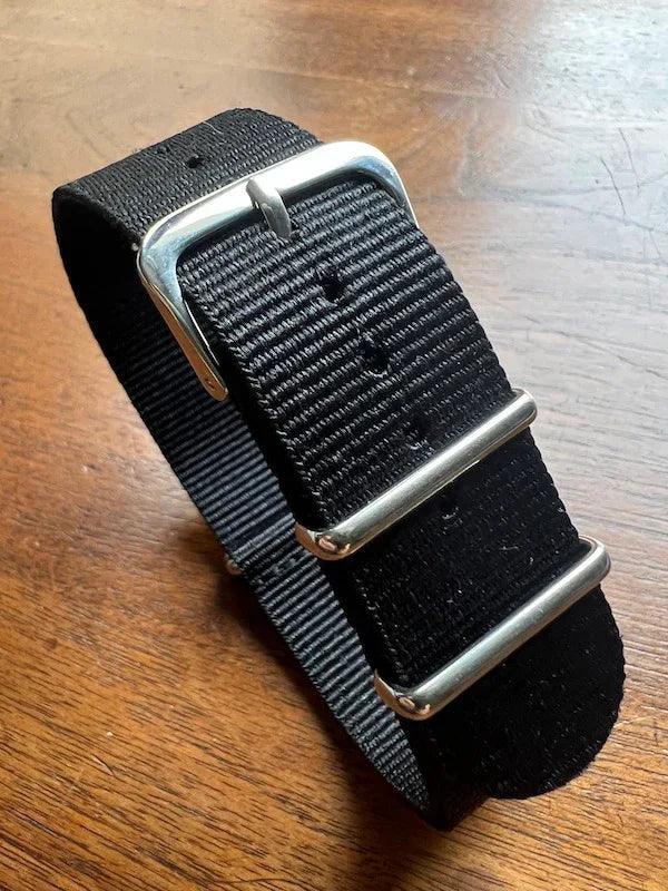 Bracelet NATO en nylon balistique noir - Vinty Watches