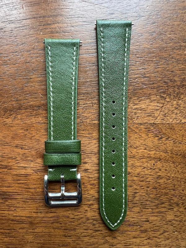 Bracelet Silhouette en simili-cuir façon vachette vert - Vinty Watches