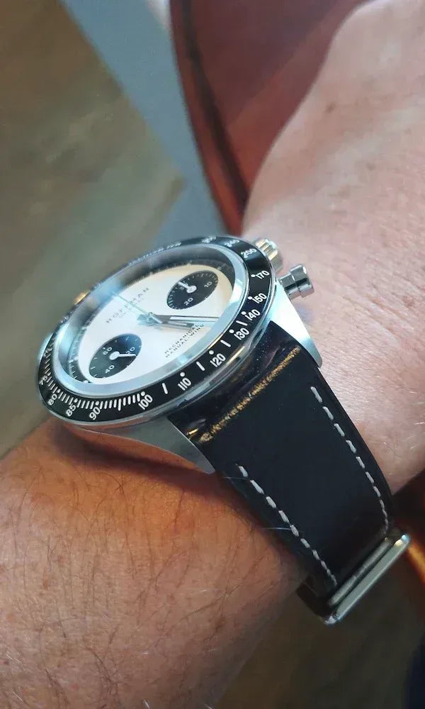 Bracelet Silhouette en simili-cuir façon vachette noir - Vinty Watches