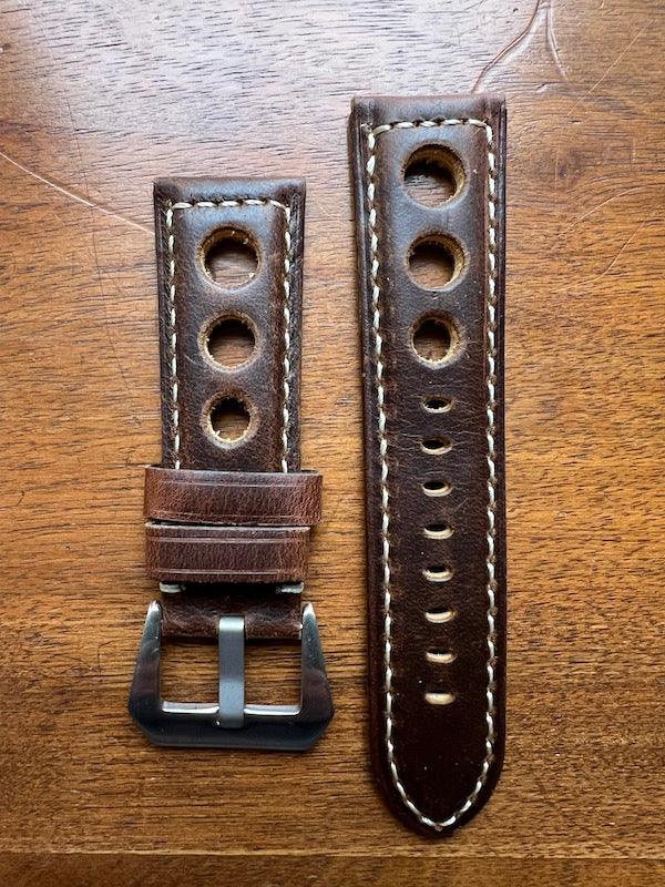 Bracelet Pilote en cuir marron châtaigne - Vinty Watches