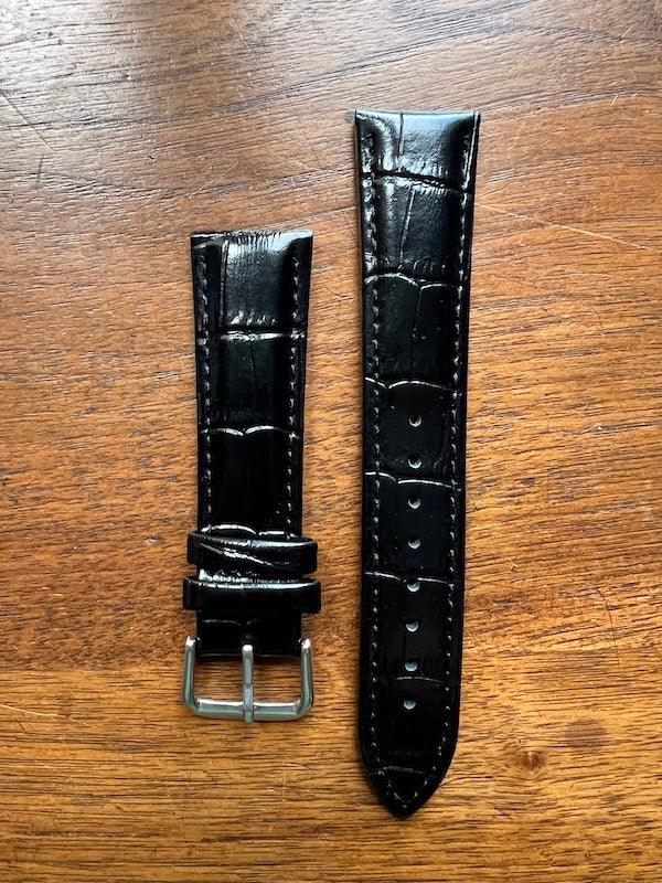 Bracelet Timeless en simili-cuir façon croco noir - Vinty Watches