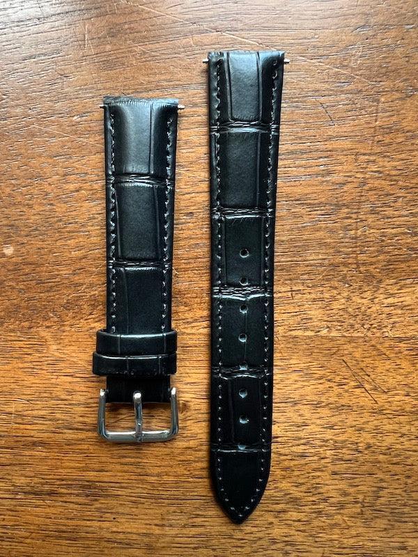 Bracelet Timeless en simili-cuir façon croco noir - Vinty Watches