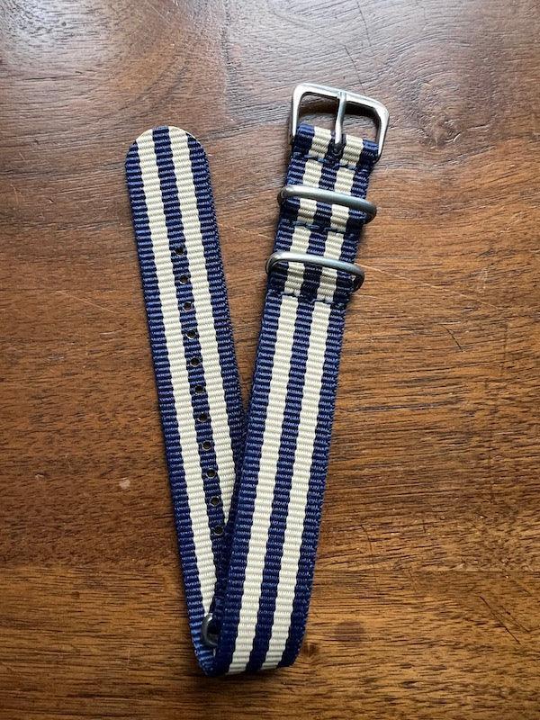 Bracelet NATO en nylon balistique bleu et beige - Vinty Watches