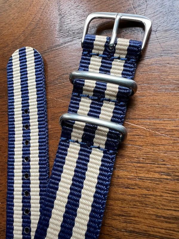 Bracelet NATO en nylon balistique bleu et beige - Vinty Watches