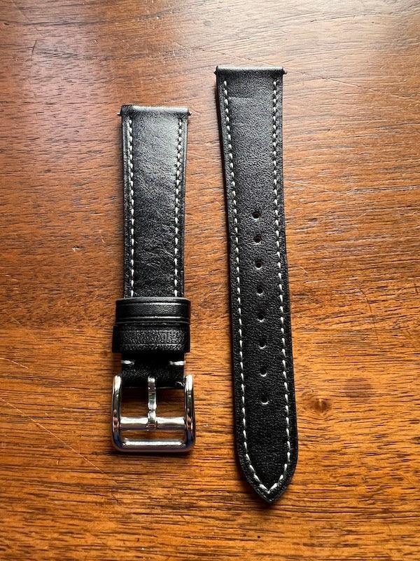 Bracelet Silhouette en simili-cuir façon vachette noir - Vinty Watches